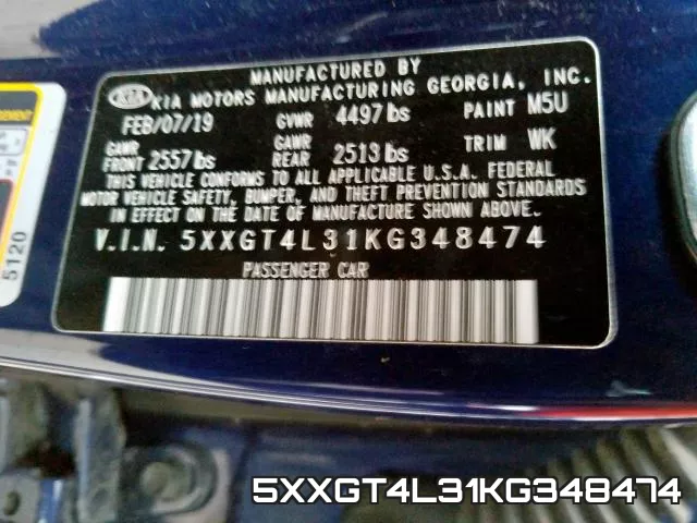 5XXGT4L31KG348474 фото 2