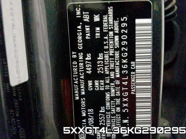 5XXGT4L36KG290295 фото 2