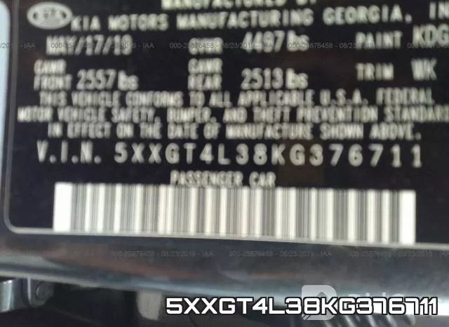 5XXGT4L38KG376711 фото 9