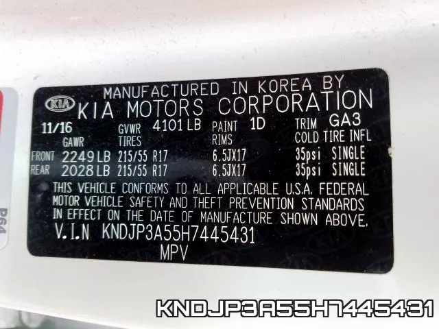 KNDJP3A55H7445431 фото 2