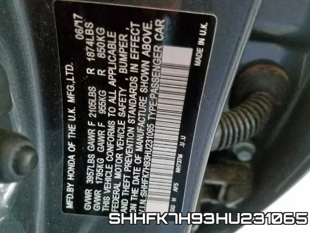 SHHFK7H93HU231065 фото 2