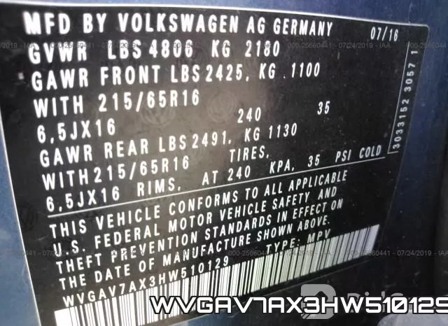 WVGAV7AX3HW510129 фото 10
