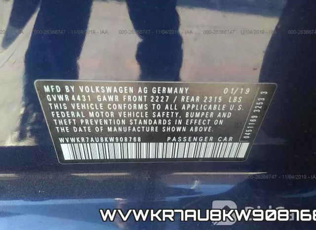 WVWKR7AU8KW908768 фото 10