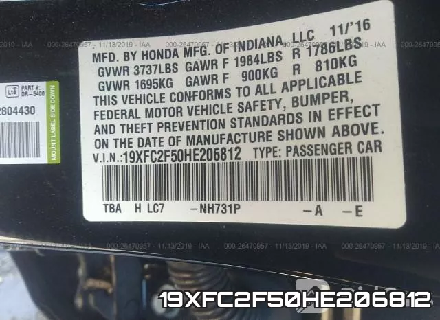 19XFC2F50HE206812 фото 10