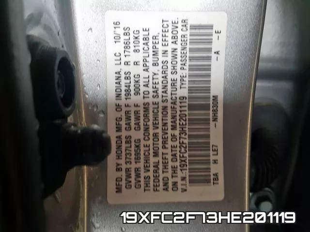 19XFC2F73HE201119 фото 2