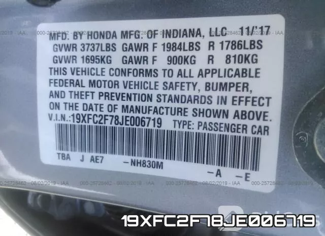 19XFC2F78JE006719 фото 10