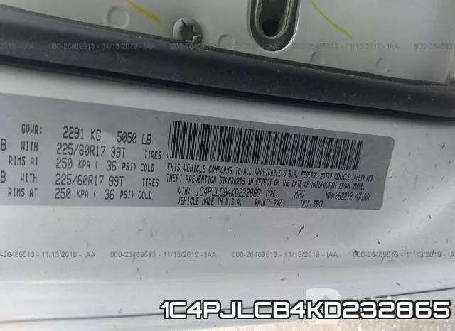 1C4PJLCB4KD232865 фото 9