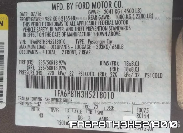1FA6P8TH3H5218010 фото 9