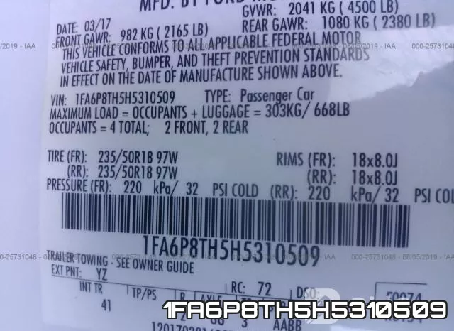 1FA6P8TH5H5310509 фото 10