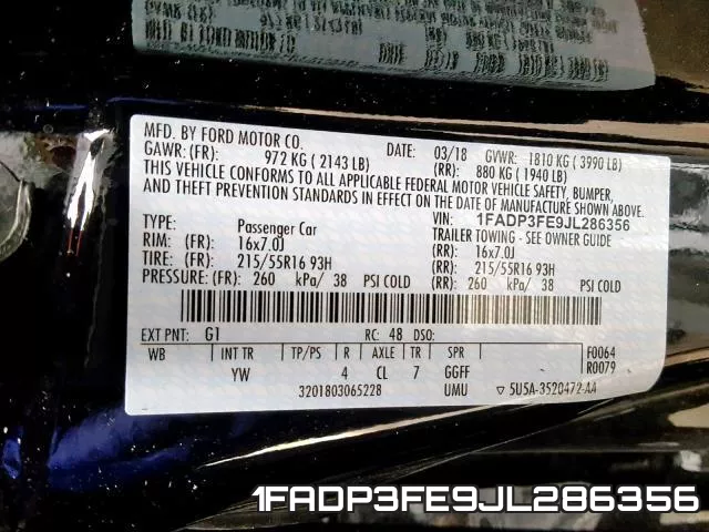 1FADP3FE9JL286356 фото 2
