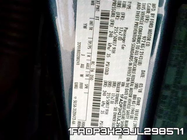 1FADP3H23JL298571 фото 2