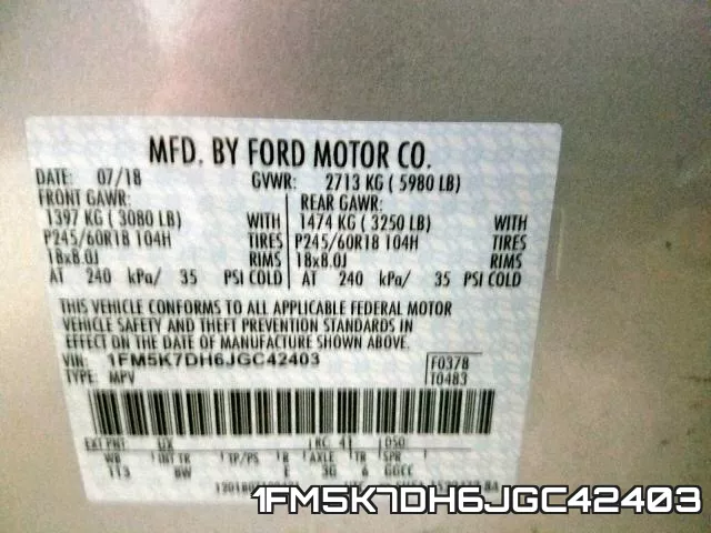 1FM5K7DH6JGC42403 фото 2