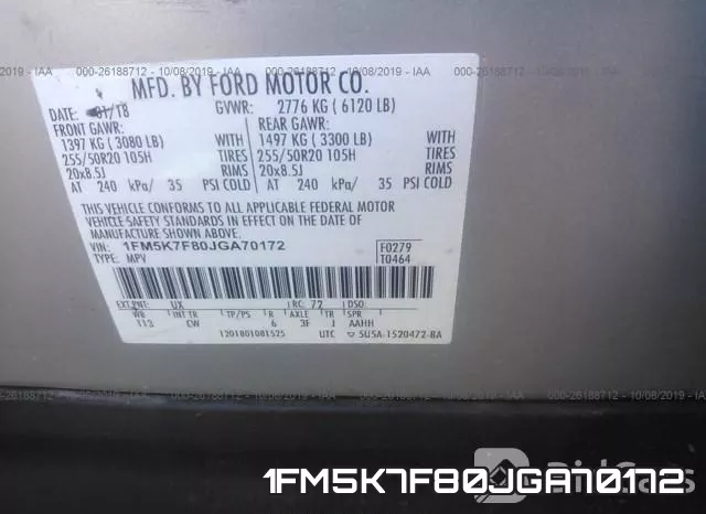 1FM5K7F80JGA70172 фото 7