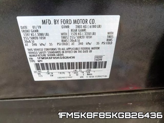 1FM5K8F85KGB26436 фото 2