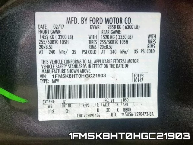 1FM5K8HT0HGC21903 фото 2