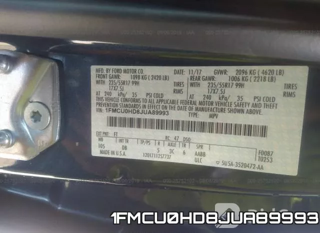 1FMCU0HD8JUA89993 фото 9