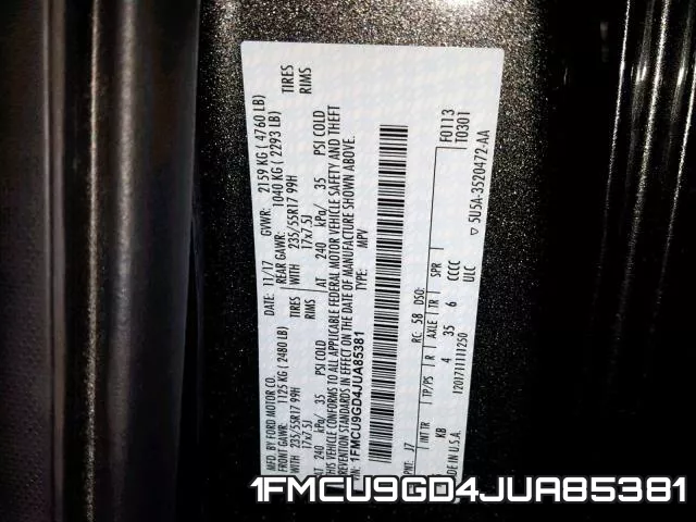 1FMCU9GD4JUA85381 фото 2