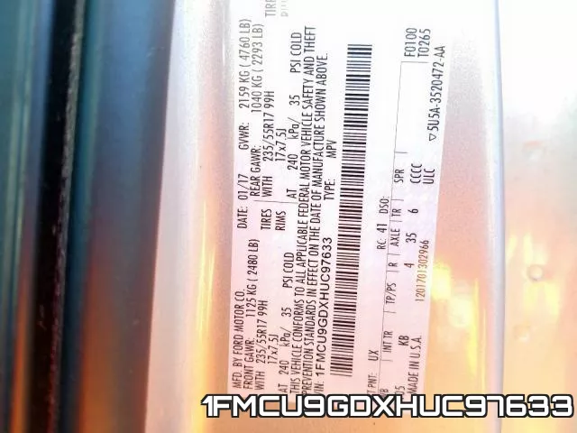 1FMCU9GDXHUC97633 фото 2