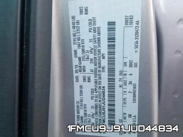 1FMCU9J91JUD44834 фото 2