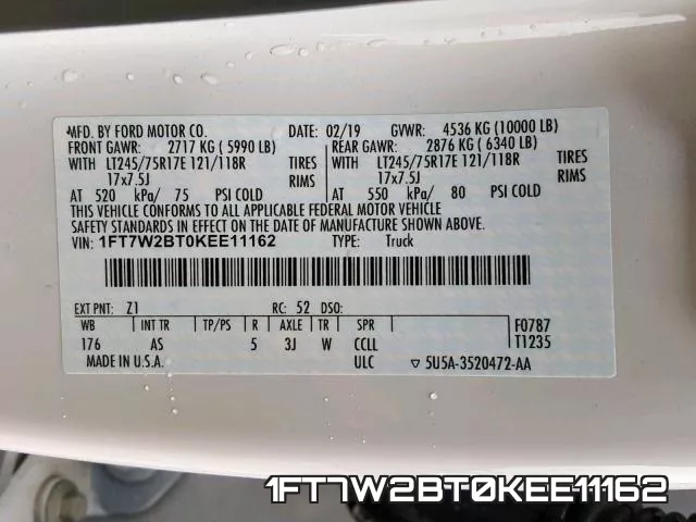 1FT7W2BT0KEE11162 фото 2