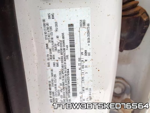1FT8W3BT5KED76564 фото 2