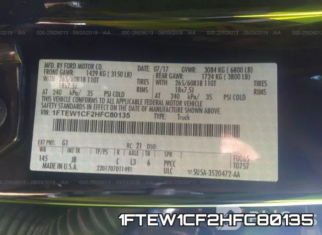 1FTEW1CF2HFC80135 фото 10
