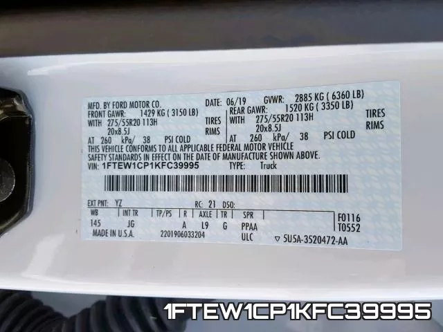 1FTEW1CP1KFC39995 фото 2