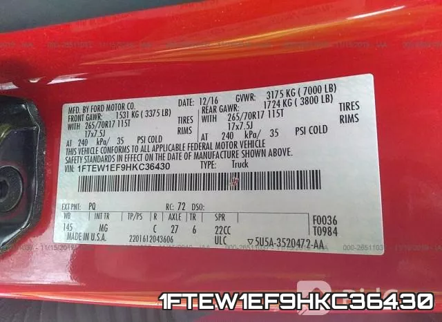 1FTEW1EF9HKC36430 фото 10