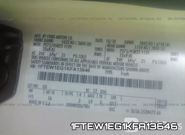1FTEW1EG1KFA13646 фото 9