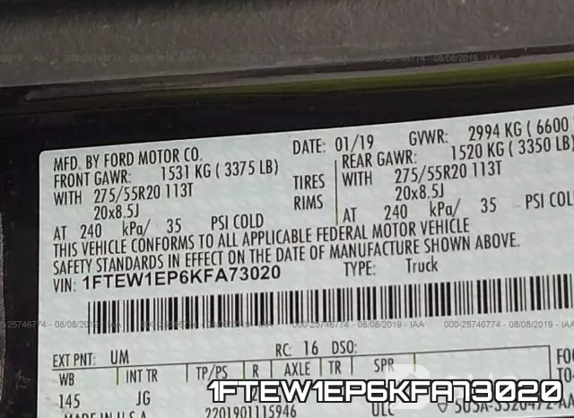 1FTEW1EP6KFA73020 фото 10