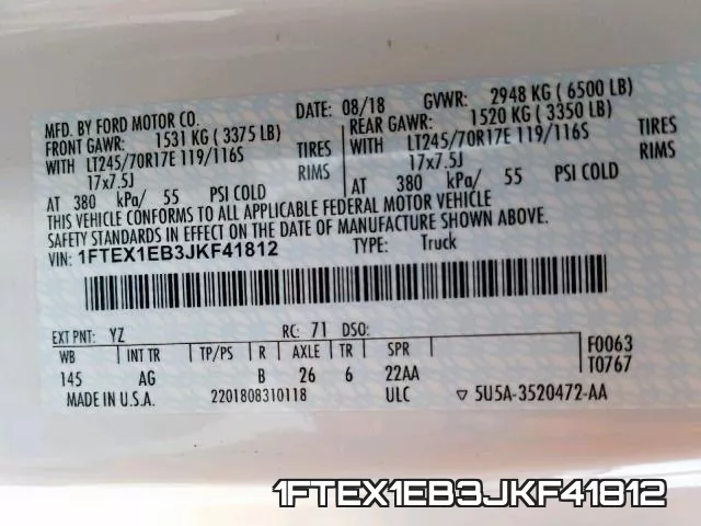 1FTEX1EB3JKF41812 фото 2