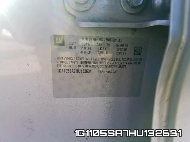 1G1105SA7HU132631 фото 2