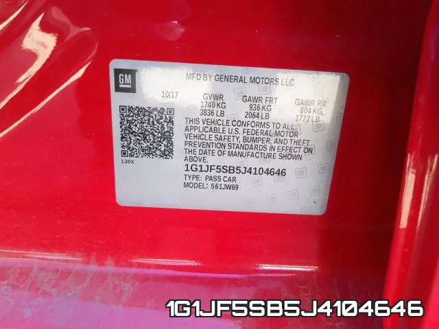 1G1JF5SB5J4104646 фото 2