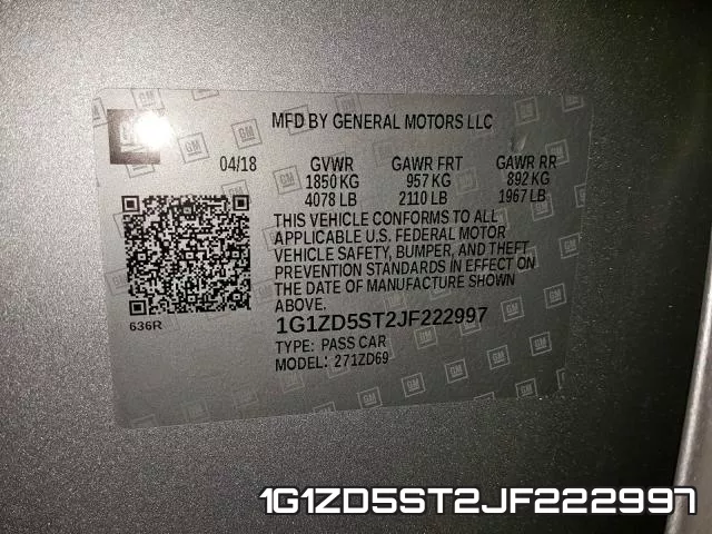 1G1ZD5ST2JF222997 фото 2