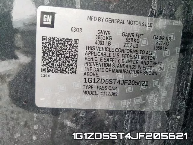 1G1ZD5ST4JF205621 фото 2