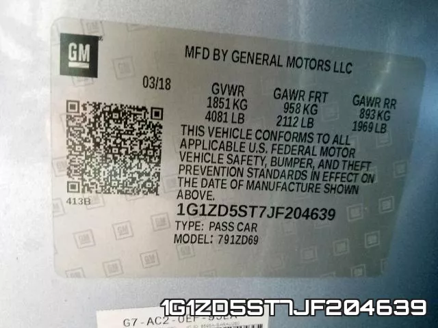 1G1ZD5ST7JF204639 фото 2