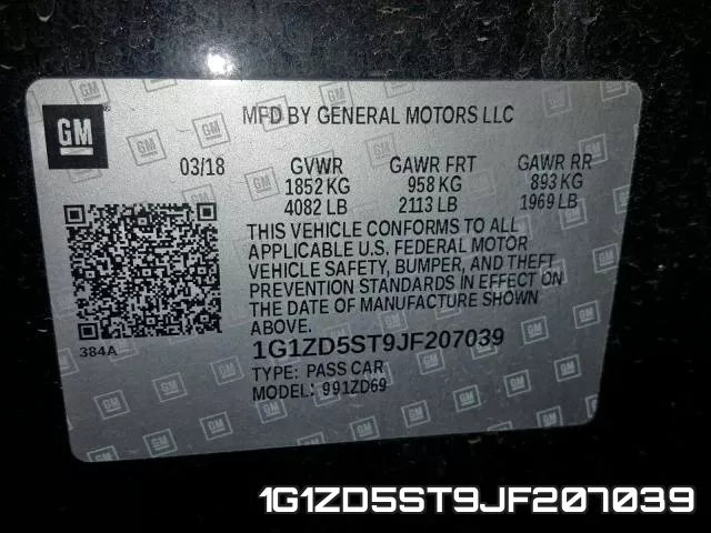 1G1ZD5ST9JF207039 фото 2