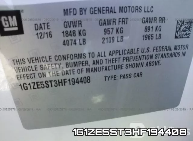 1G1ZE5ST3HF194408 фото 10