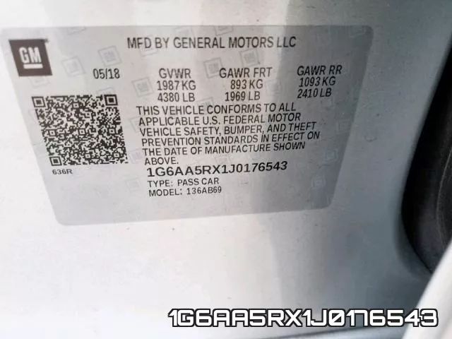 1G6AA5RX1J0176543 фото 2