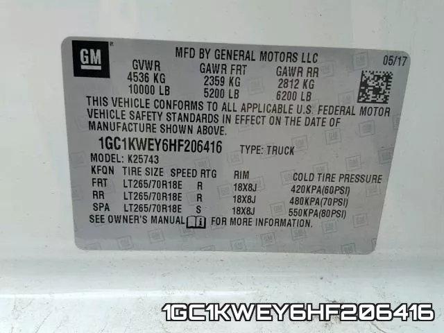1GC1KWEY6HF206416 фото 2