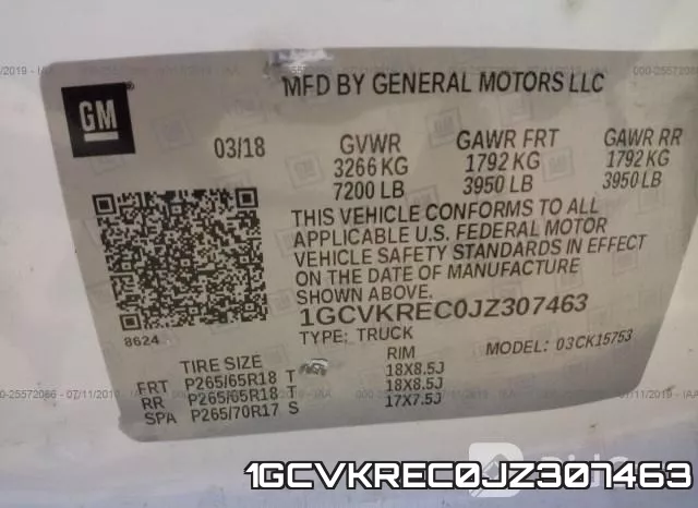 1GCVKREC0JZ307463 фото 10