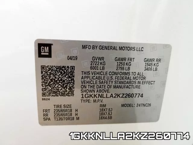 1GKKNLLA2KZ260774 фото 2