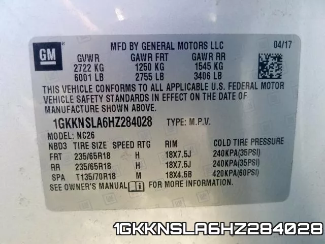 1GKKNSLA6HZ284028 фото 2