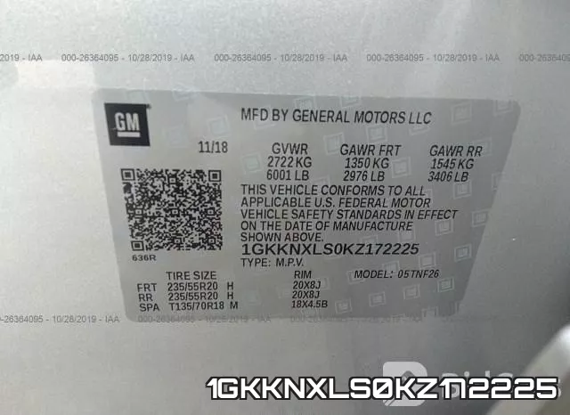 1GKKNXLS0KZ172225 фото 10