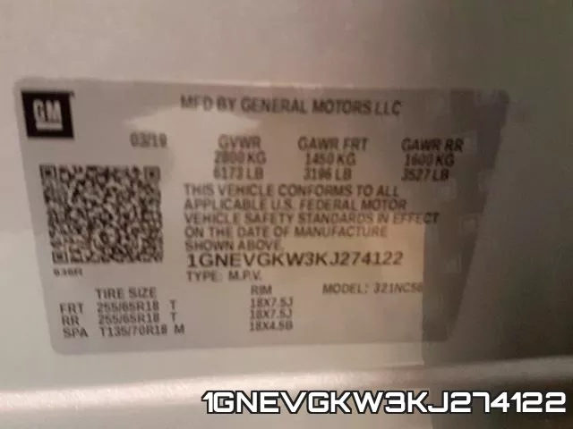 1GNEVGKW3KJ274122 фото 2