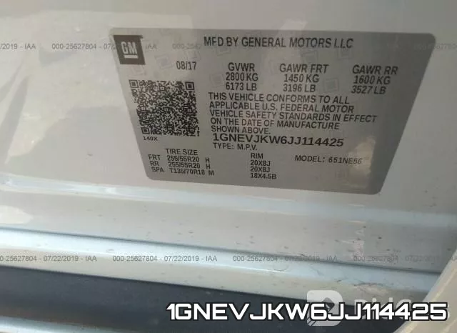 1GNEVJKW6JJ114425 фото 9