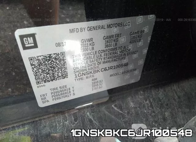 1GNSKBKC6JR100548 фото 9