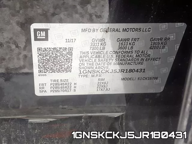 1GNSKCKJ5JR180431 фото 2