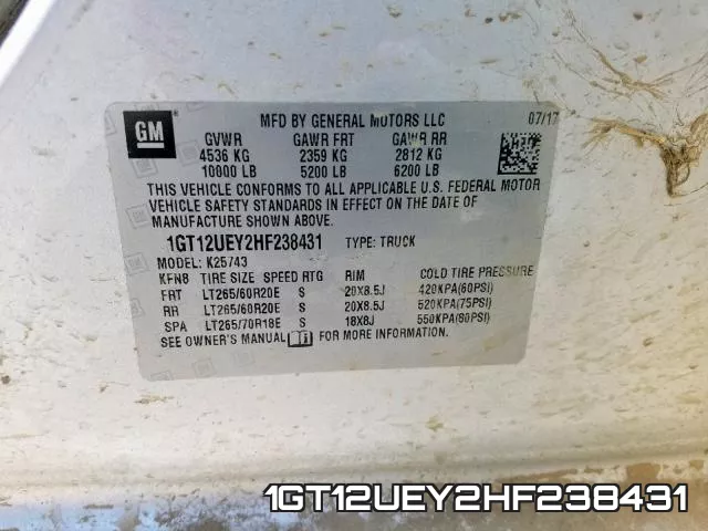 1GT12UEY2HF238431 фото 2
