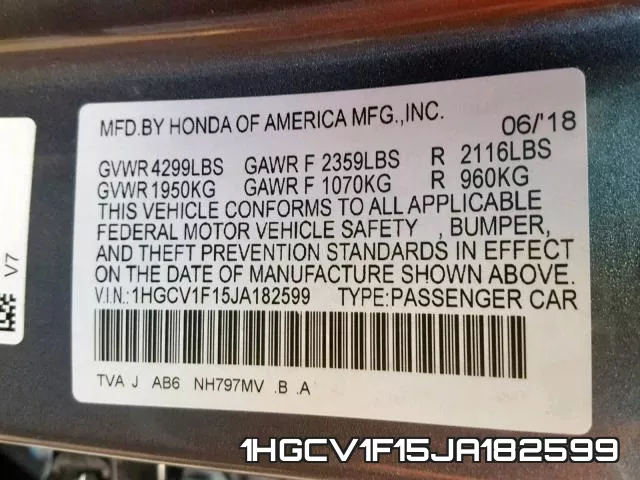 1HGCV1F15JA182599 фото 2